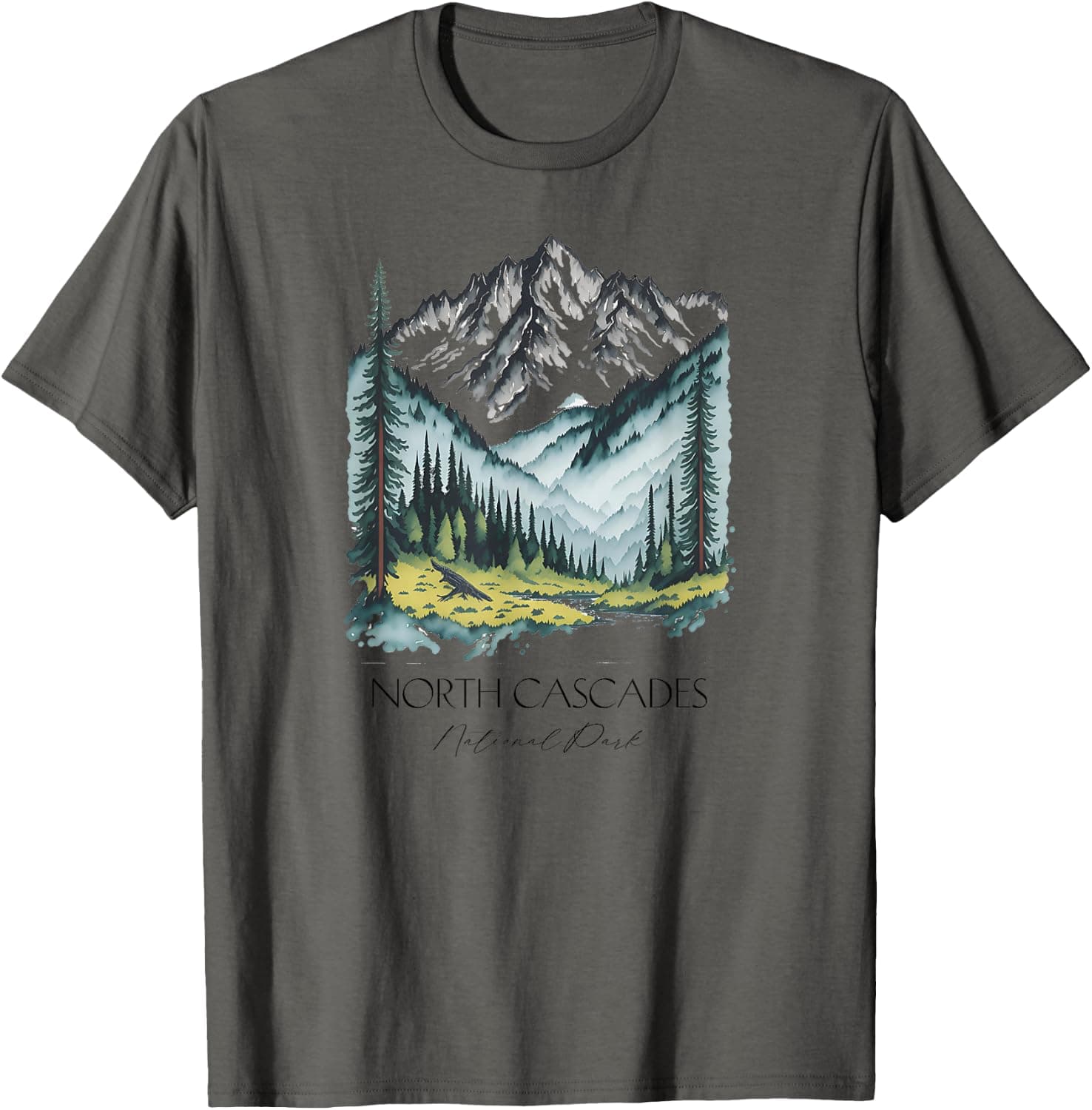 Cool North Cascades National Park Hiking Watercolor Graphic — North Cascades National Park apparel design