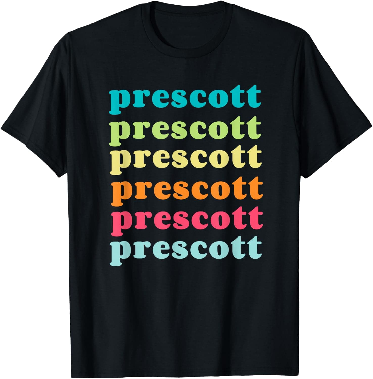 Prescott Arizona (AZ) Colorful Repeating Text — USA apparel design