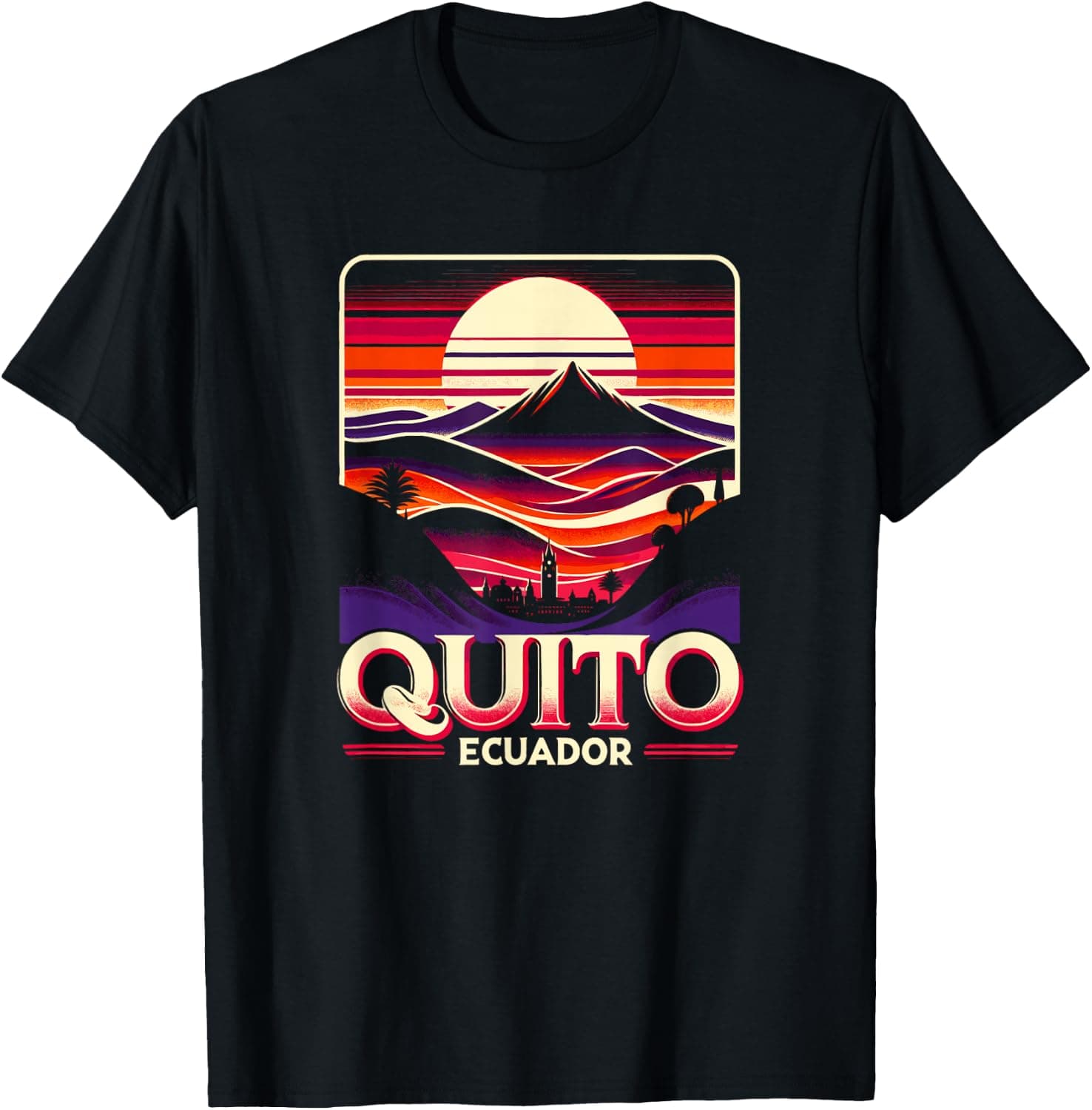 Retro Quito Ecuador Cityscape Sunset — Quito apparel design